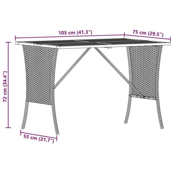 vidaXL havebord med top i akacietræ 105x75x72 cm polyrattan beige