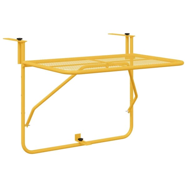 vidaXL Sammenleggbart hengende balkongbord i sennepsgul - 60x40 cm, stål