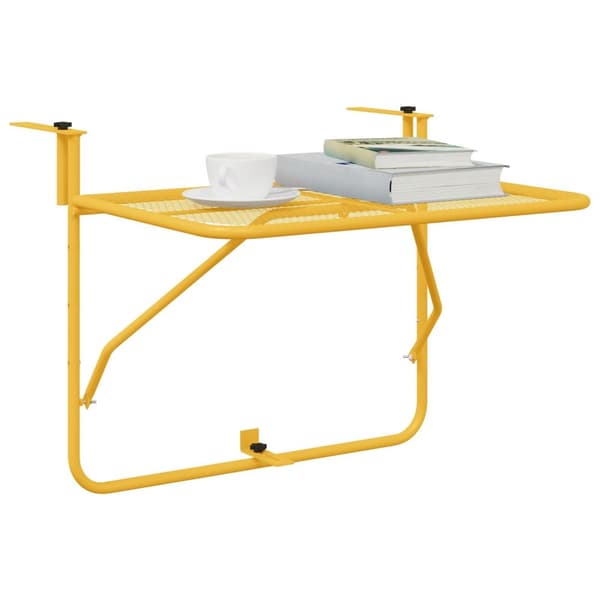 vidaXL Altanbord Sennepsgul Metal Medium Sammenfoldeligt Terrassebord