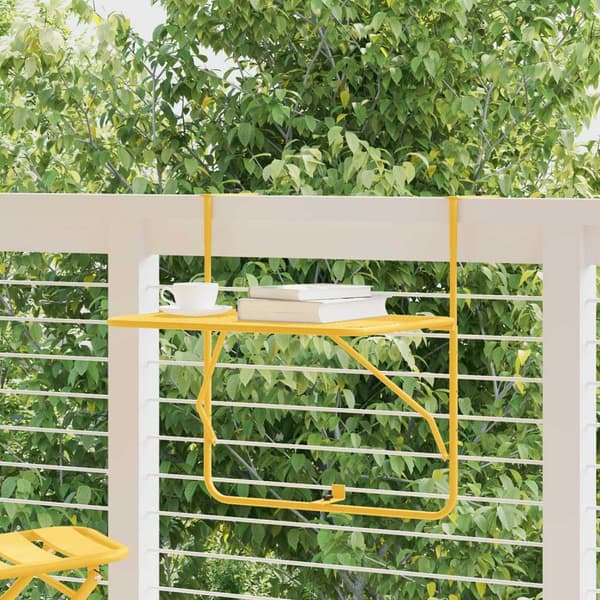 vidaXL Altanbord Sennepsgul Metal Medium Sammenfoldeligt Terrassebord