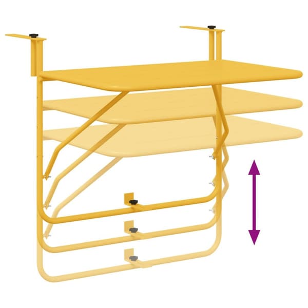 vidaXL Hengende Balkontabell Foldbar Sennepsgul 60x40 cm Stål