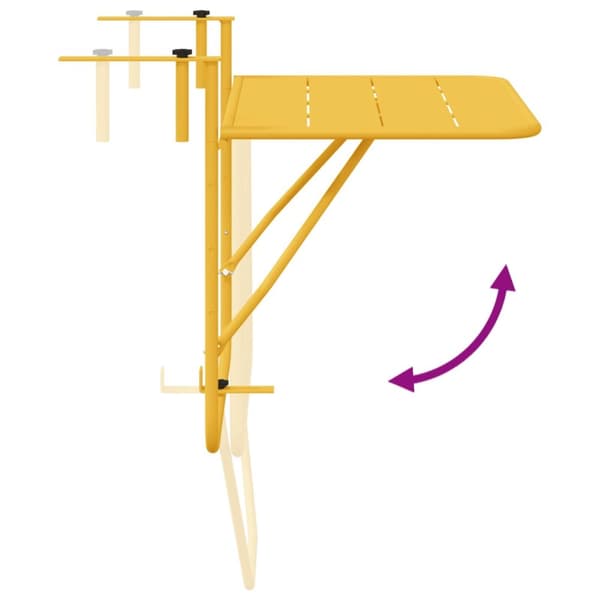 vidaXL Hengende Balkontabell Foldbar Sennepsgul 60x40 cm Stål