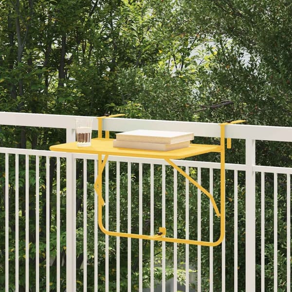 vidaXL Hengende Balkontabell Foldbar Sennepsgul 60x40 cm Stål