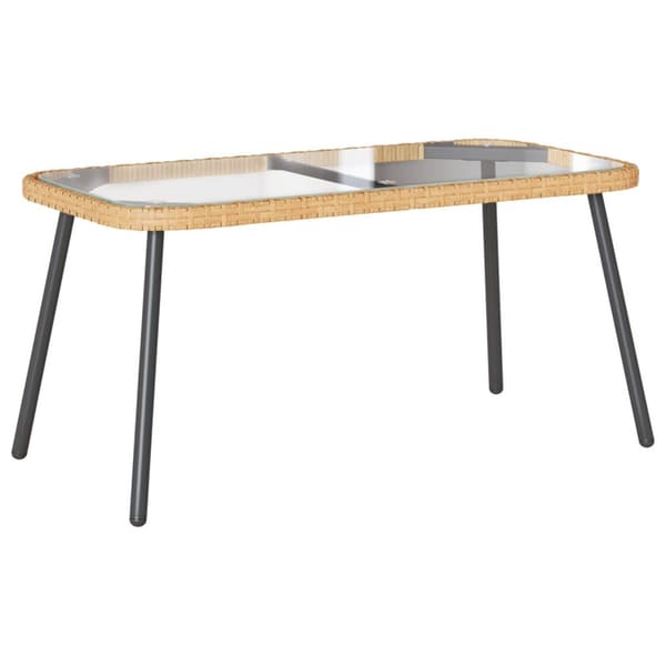 vidaXL Sofabord Brun, Sort, Transparent PE rattan, Glas, Stål