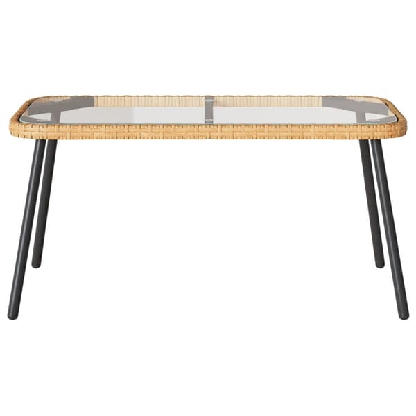 vidaXL Sofabord Brun, Sort, Transparent PE rattan, Glas, Stål