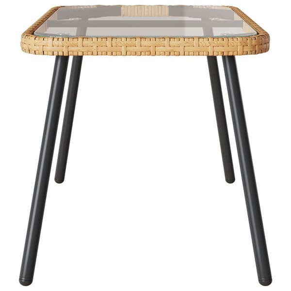 vidaXL Sofabord Brun, Sort, Transparent PE rattan, Glas, Stål