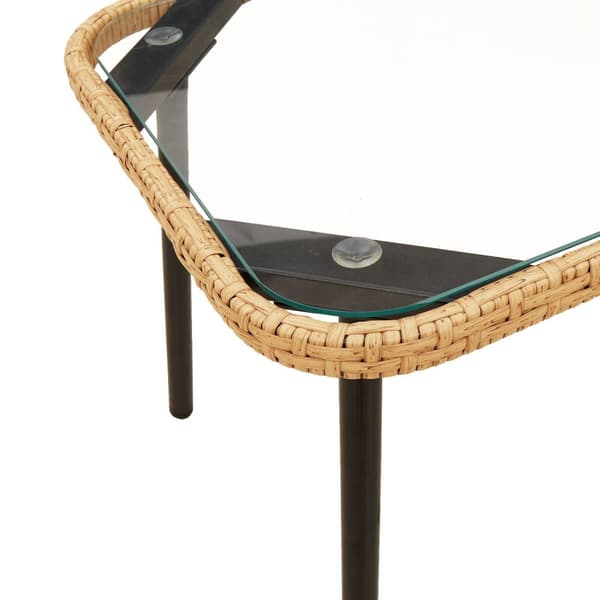 vidaXL Sofabord Brun, Sort, Transparent PE rattan, Glas, Stål