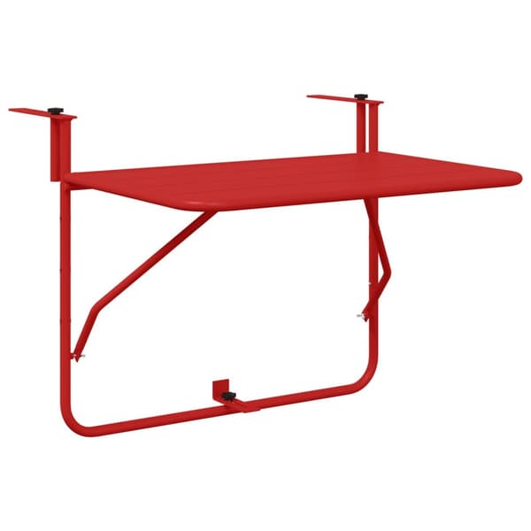 vidaXL Balkonbord Rød Metal Medium Sammenklappeligt Terrassebord