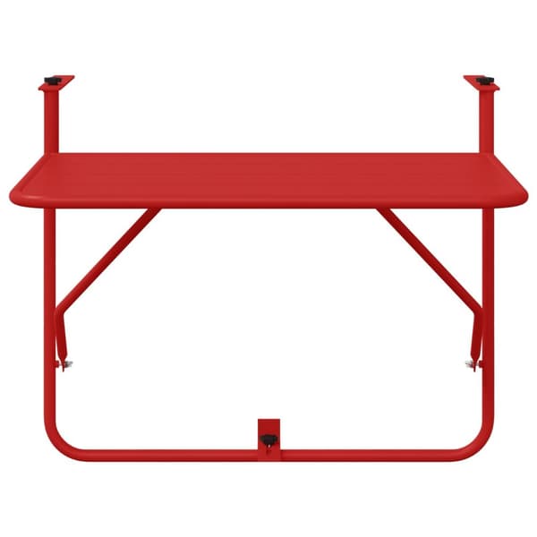 vidaXL Balkonbord Rød Metal Medium Sammenklappeligt Terrassebord