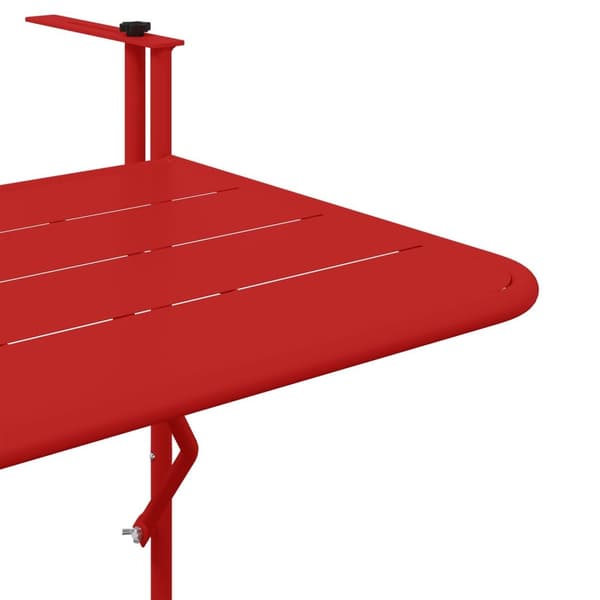 vidaXL Balkonbord Rød Metal Medium Sammenklappeligt Terrassebord