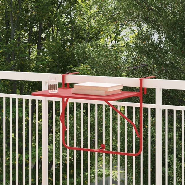 vidaXL Balkonbord Rød Metal Medium Sammenklappeligt Terrassebord