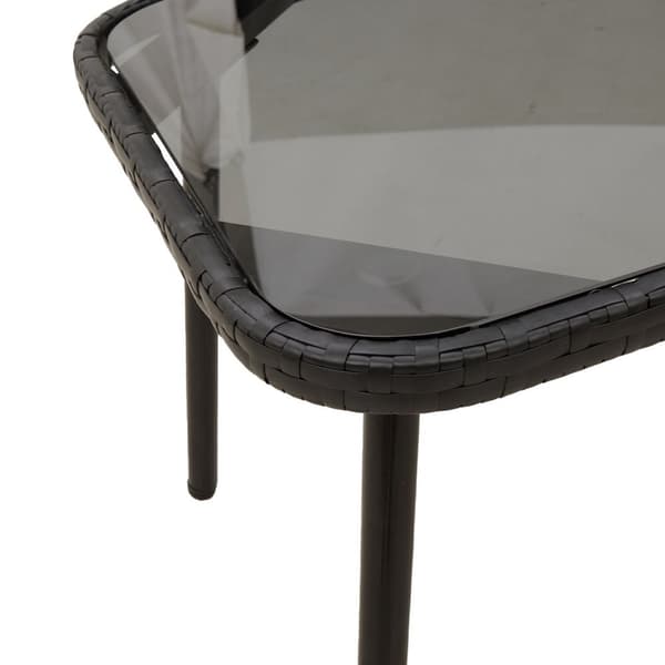 vidaXL Kaffe Bord Svart PE Rattan, Glas, Stål 90 x 45 x 43 cm Robust