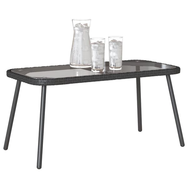 vidaXL Kaffebord Svart 90x45x42 cm Poly Rattan