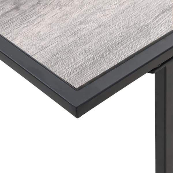 vidaXL Grå Metallram och träyta Medium Enkel Grå Utebord Rektangulär