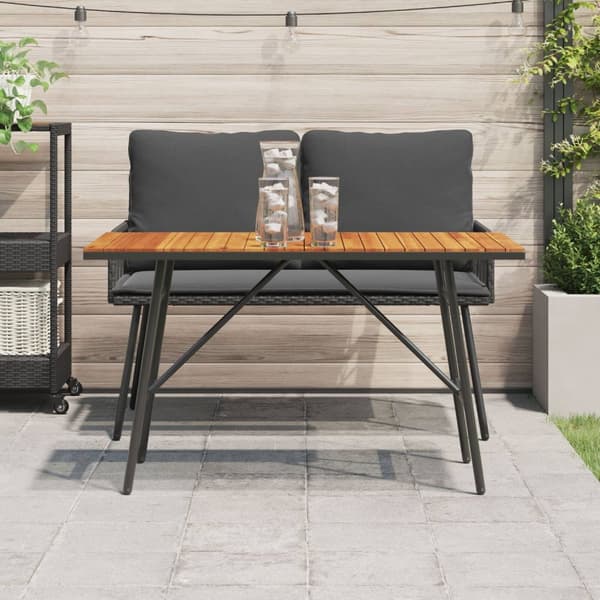 vidaXL Spisebord - Svart, 110x55x62 cm, Laget av massivt akasietre