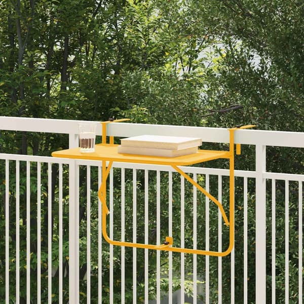 vidaXL Sammenleggbart Gult Stål Hengebalkongbord 60x40 cm