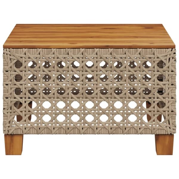 vidaXL havebord 55x55x36 cm polyrattan og akacietræ beige