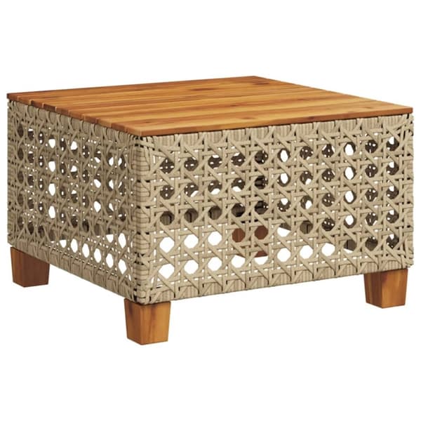 vidaXL havebord 55x55x36 cm polyrattan og akacietræ beige