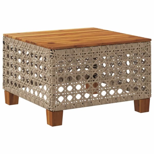 vidaXL havebord 55x55x36 cm polyrattan og akacietræ beige