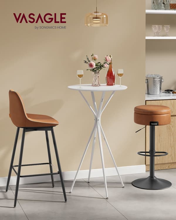 Barbord, VASAGLE, 60x60x105 cm, Vit