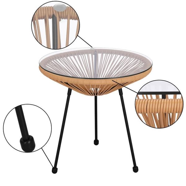 Ensemble bord och stolar - Springos® - Acapulco - 2 stolar - Glasbord - Väderbeständig