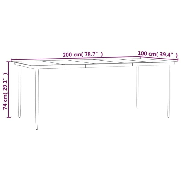 vidaXL Trädgårdsbord svart 200x100x74 cm härdat glas