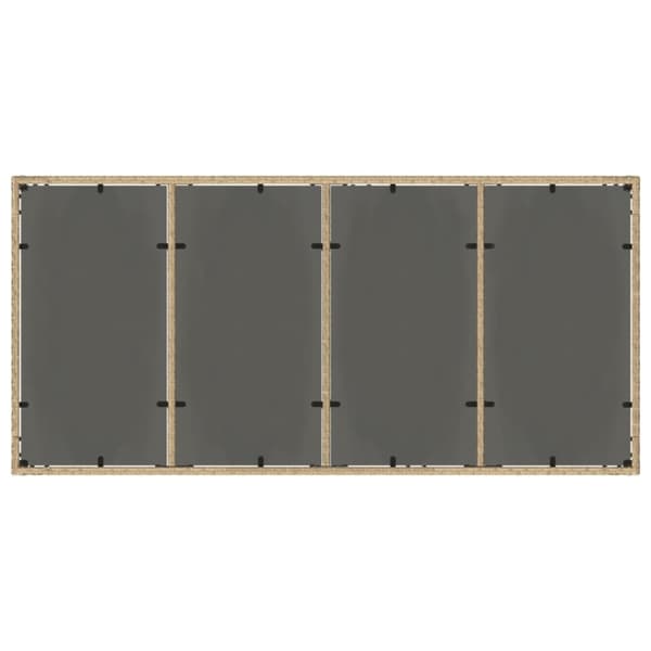 Trädgårdsbord med glasskiva beige 190x90x75 cm konstrotting