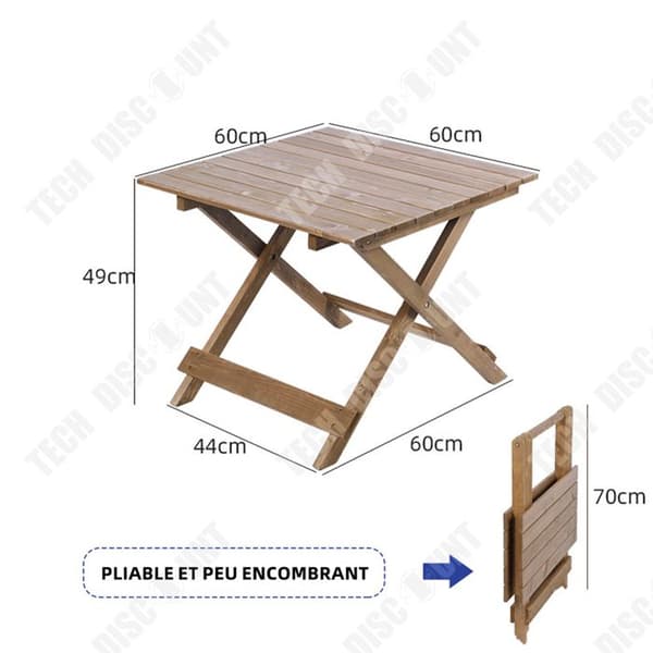 TD Bistro Set 2x Trädgårdsbord och 1x Portabelt plastsidobord för uteplats, camping, picknick och strand
