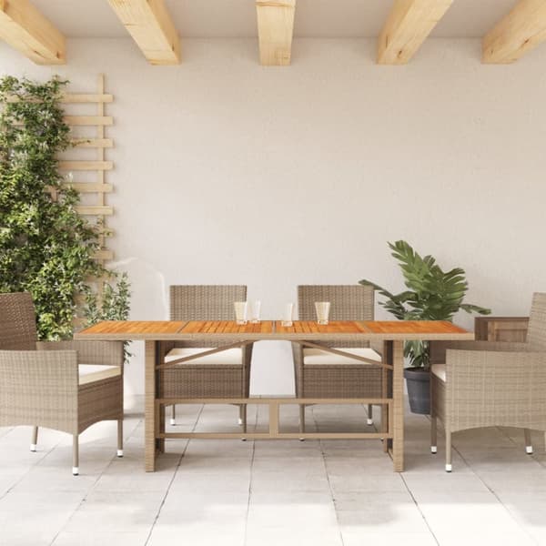 Trädgårdsbord med akaciaträ beige 190x80x74 cm konstrotting