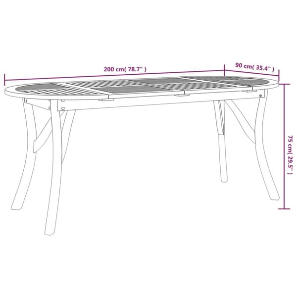 Trädgårdsbord 200x90x75 cm massivt akaciaträ