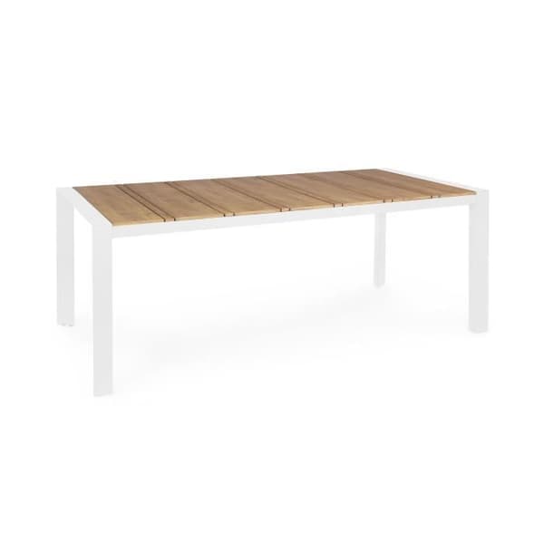 Trädgårdsbord 198x100x74 cm i vit aluminium och kompositträ