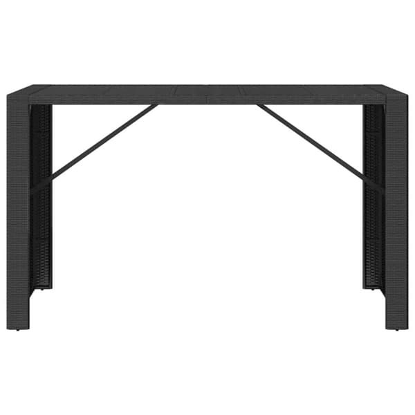 Barbord med glasskiva svart 185x80x110 cm konstrotting