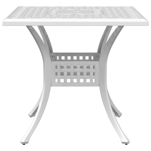 Trädgårdsbord vit 80x80x75 cm gjuten aluminium