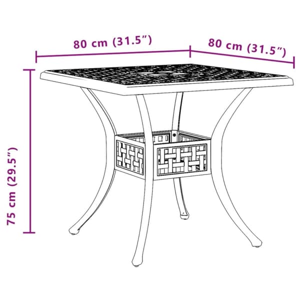 Trädgårdsbord vit 80x80x75 cm gjuten aluminium