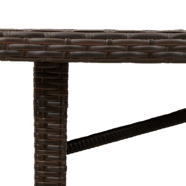 Trädgårdsbord med glasskiva brun 240x90x75 cm konstrotting