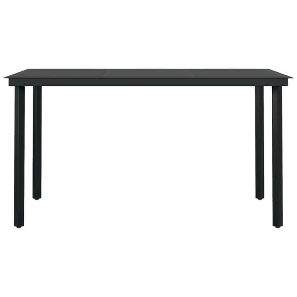 Trädgårdsbord svart 140x70x74 cm stål och glas