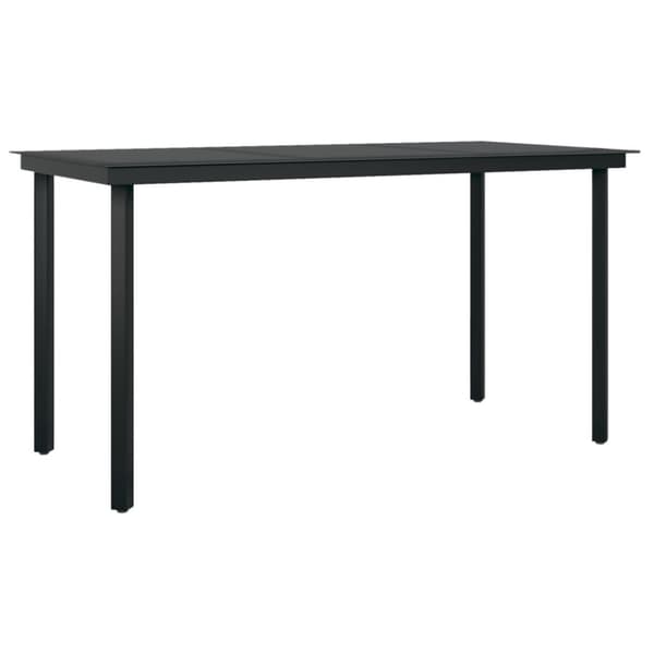 Trädgårdsbord svart 140x70x74 cm stål och glas
