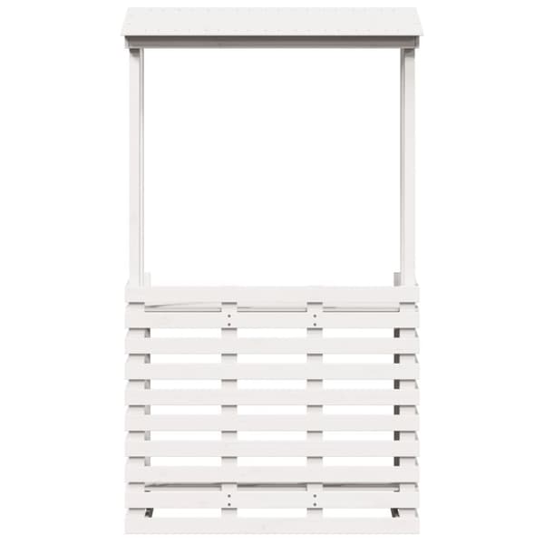 Barbord för trädgården med tak vit 112,5x57x195,5cm massivt trä