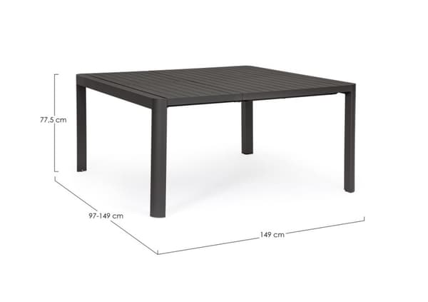 BOLZANO Udtrækkeligt havebord Kastello 149x97/149cm antracit