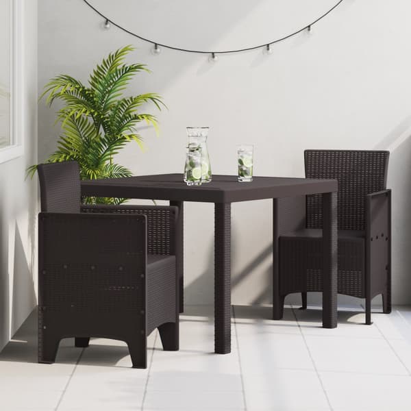 3-delat Trädgårdsmatbord Set Brun Poly Rattan