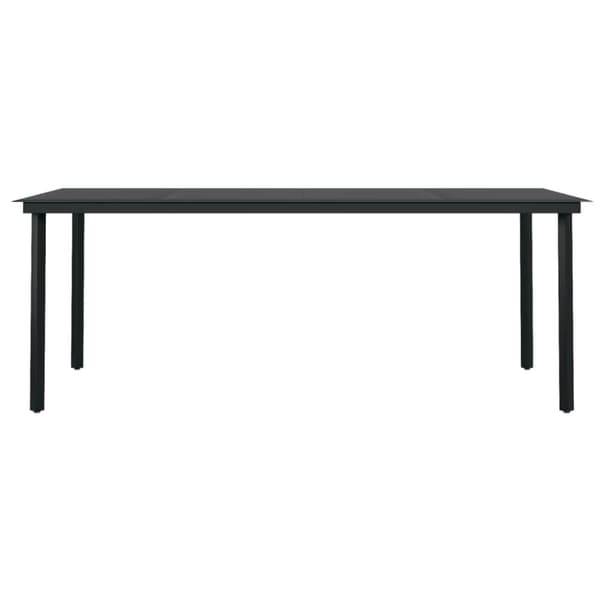Trädgårdsbord svart 200x100x74 cm stål och glas