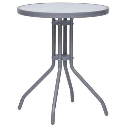 Trädgårdsbord ljusgrå 60 cm stål och glas