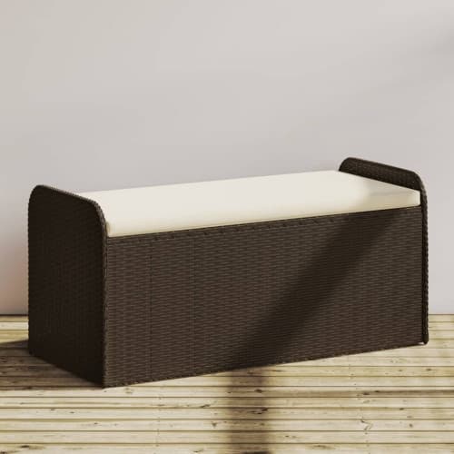 Förvaringsbänk med dyna brun 115x51x52 cm konstrotting