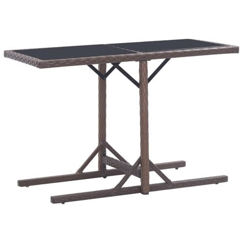 Trädgårdsbord brun 110x53x72 cm glas och konstrotting