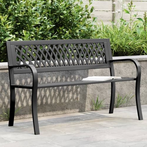 Trädgårdsbänk svart 120 cm stål