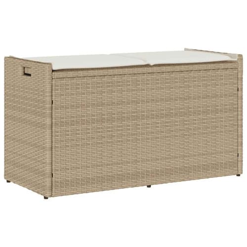 Förvaringsbänk för utomhusbruk dyna beige 100 cm konstrotting