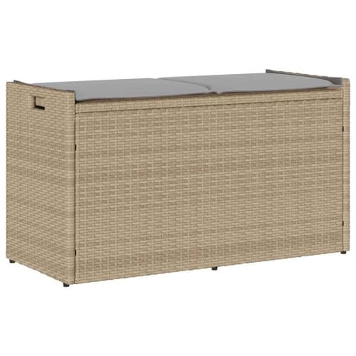 Förvaringsbänk för utomhusbruk dyna beige 100 cm konstrotting
