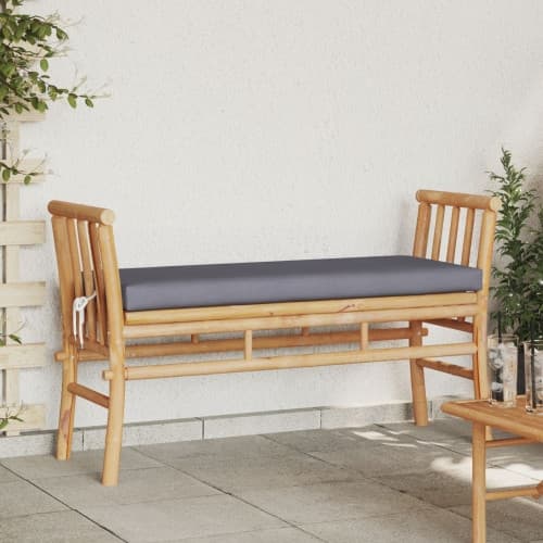 Bänk för trädgården med kudde 110 cm i bambufiber
