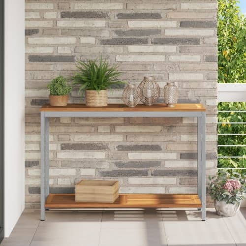 Utomhusbord Naturligt & Grått 35x110x75 cm Solid trä och stål