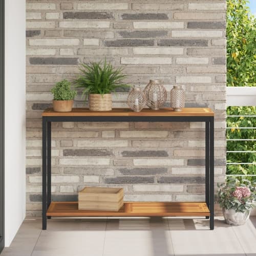 utomhusbord Naturligt & Svart 35x110x75 cm i massivt trä och stål